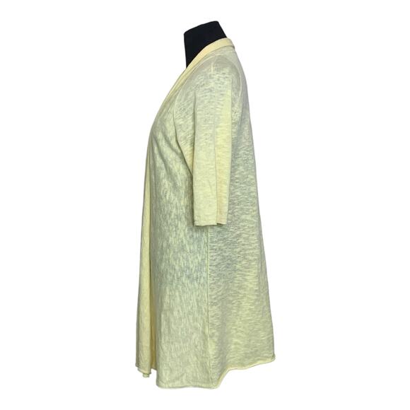 Eileen Fisher yellow short sleeves open asymmetrical cardigan size Small - Picture 4 of 11